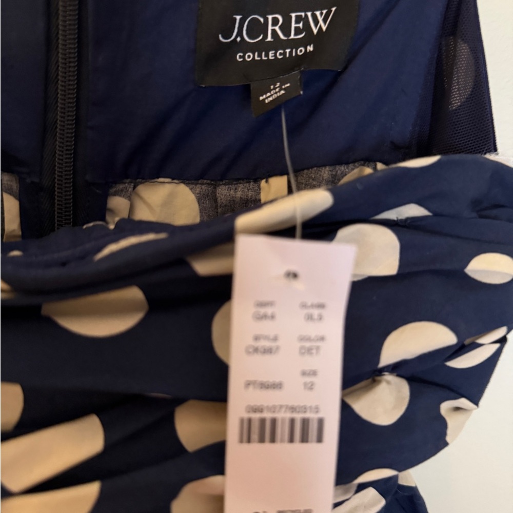 J. Crew Collection Strapless Navy and White Polka Dot Dress - Picture 7 of 9
